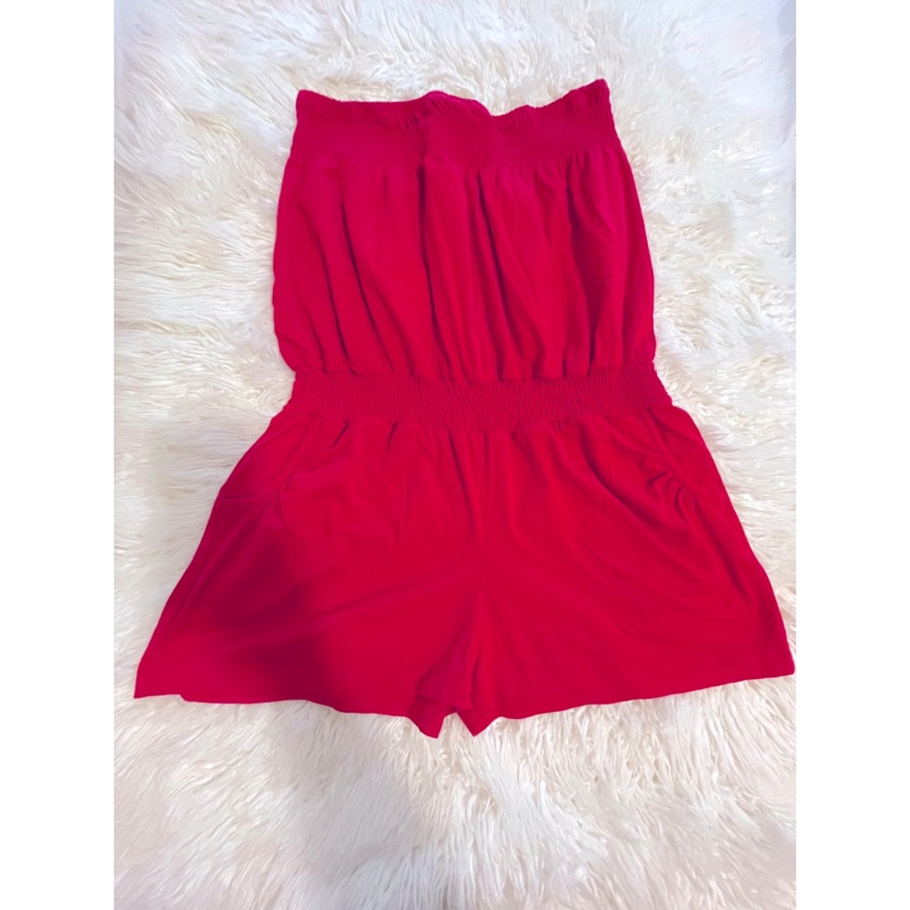 Strapless Coral Romper